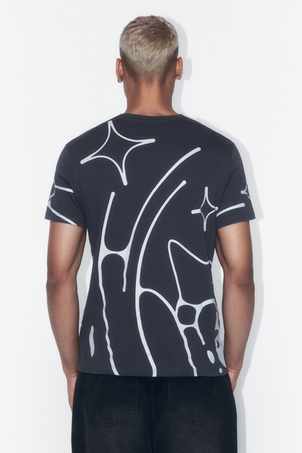 Футболка облегающая хлопковая с принтом - цвет серый - 4