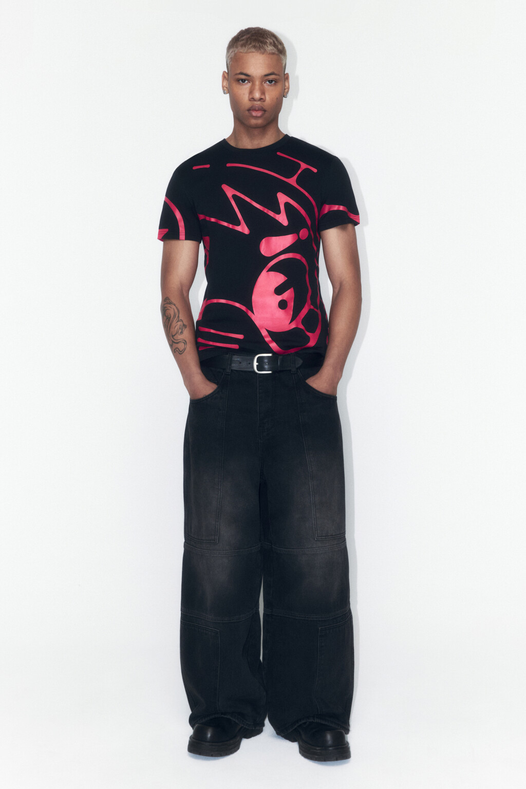 Футболка облегающая хлопковая с принтом - цвет черный - 5