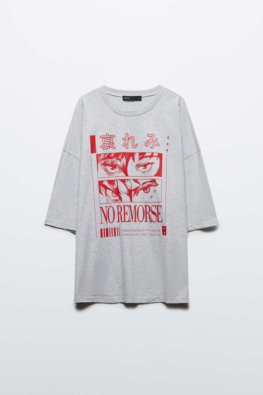 Футболка oversize хлопковая с принтом - цвет серый - 8