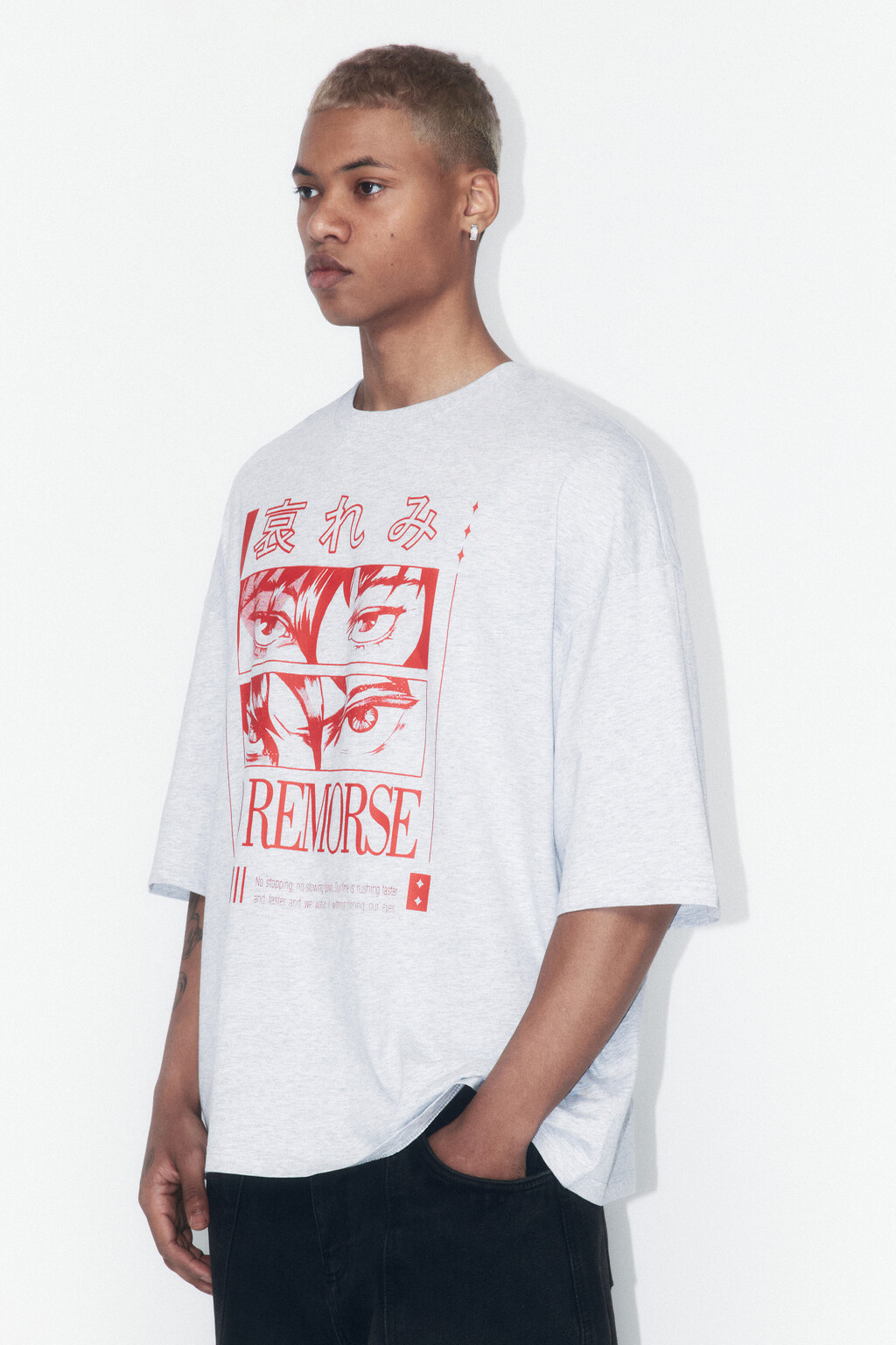Футболка oversize хлопковая с принтом - цвет серый - 3