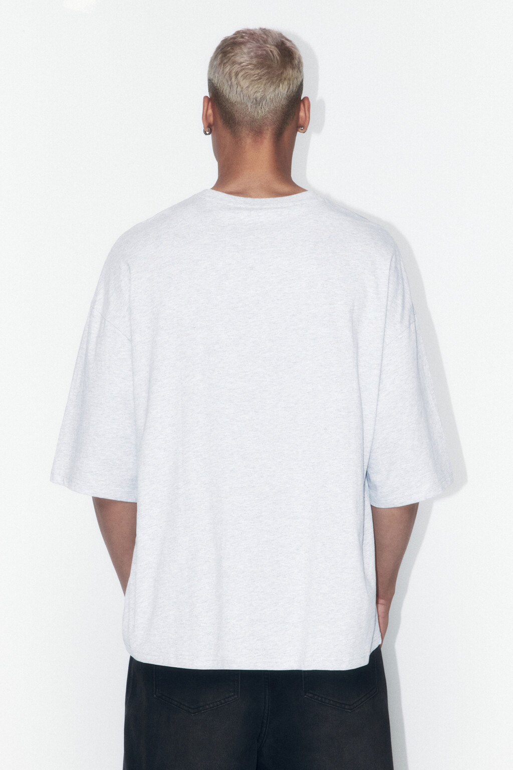 Футболка oversize хлопковая с принтом - цвет серый - 4