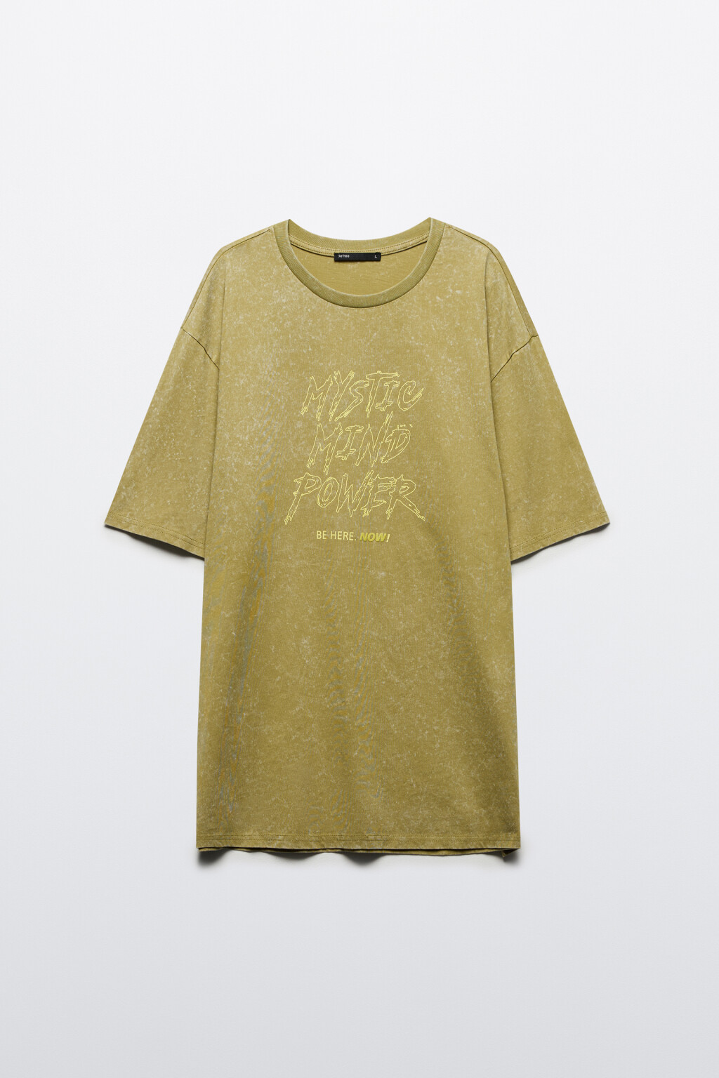 Футболка хлопковая с вареным эффектом и принтом - цвет зеленый - 10