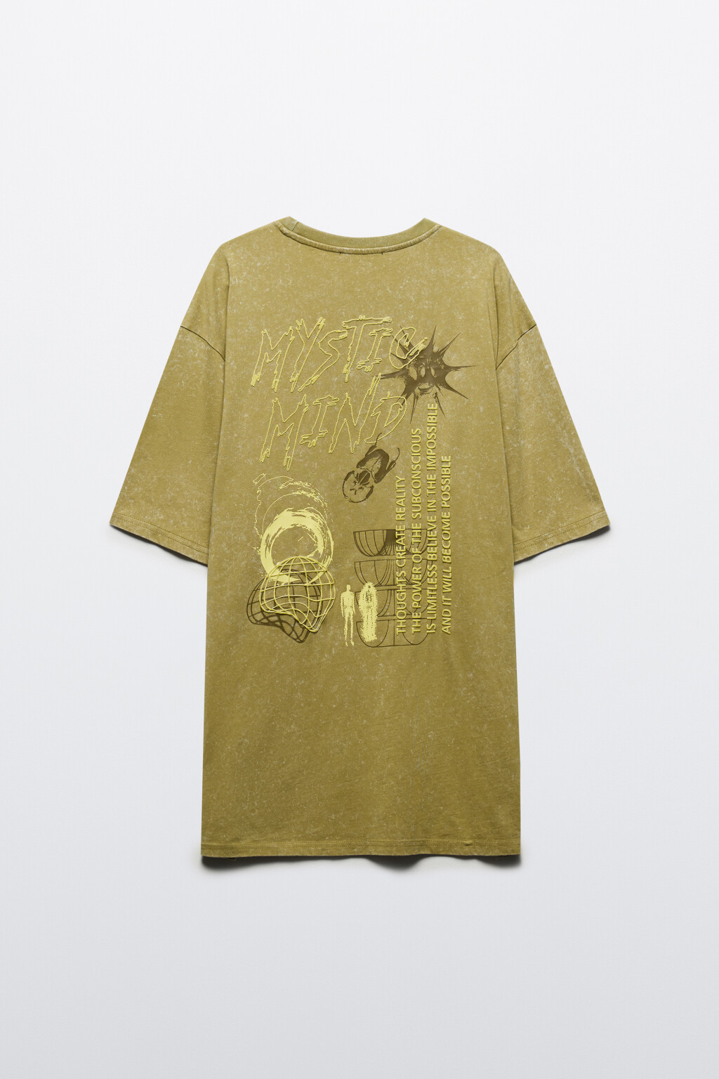 Футболка хлопковая с вареным эффектом и принтом - цвет зеленый - 11