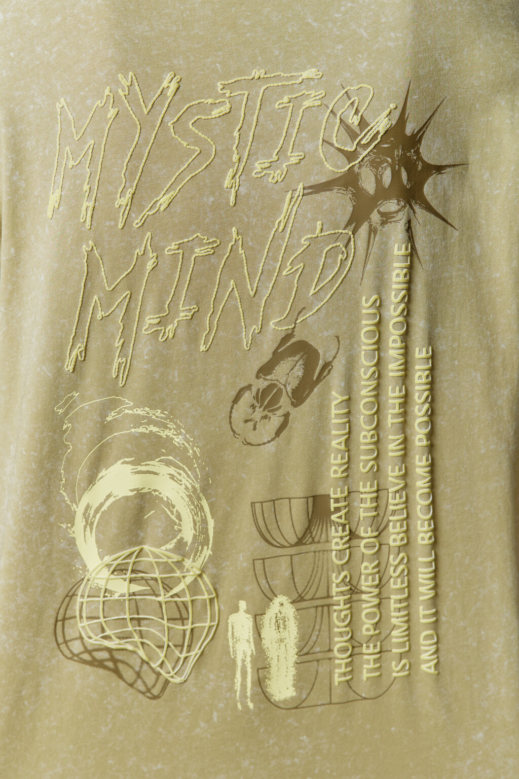 Футболка хлопковая с вареным эффектом и принтом - цвет зеленый - 9