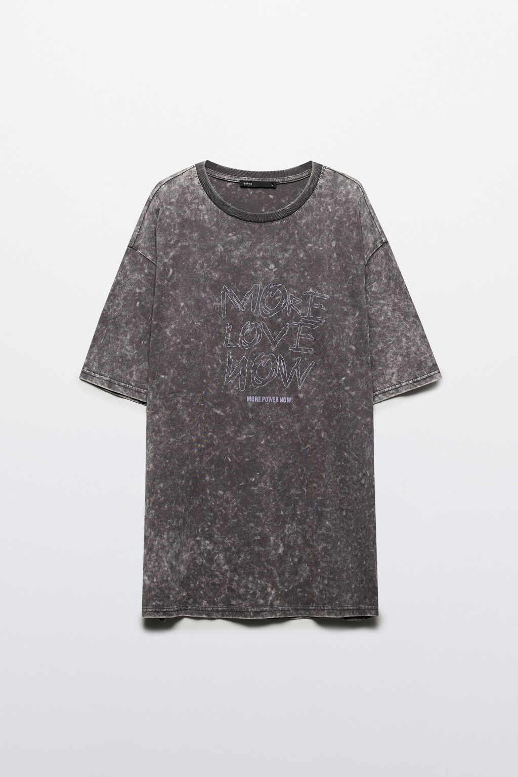 Футболка хлопковая с вареным эффектом и принтом - цвет серый - 10