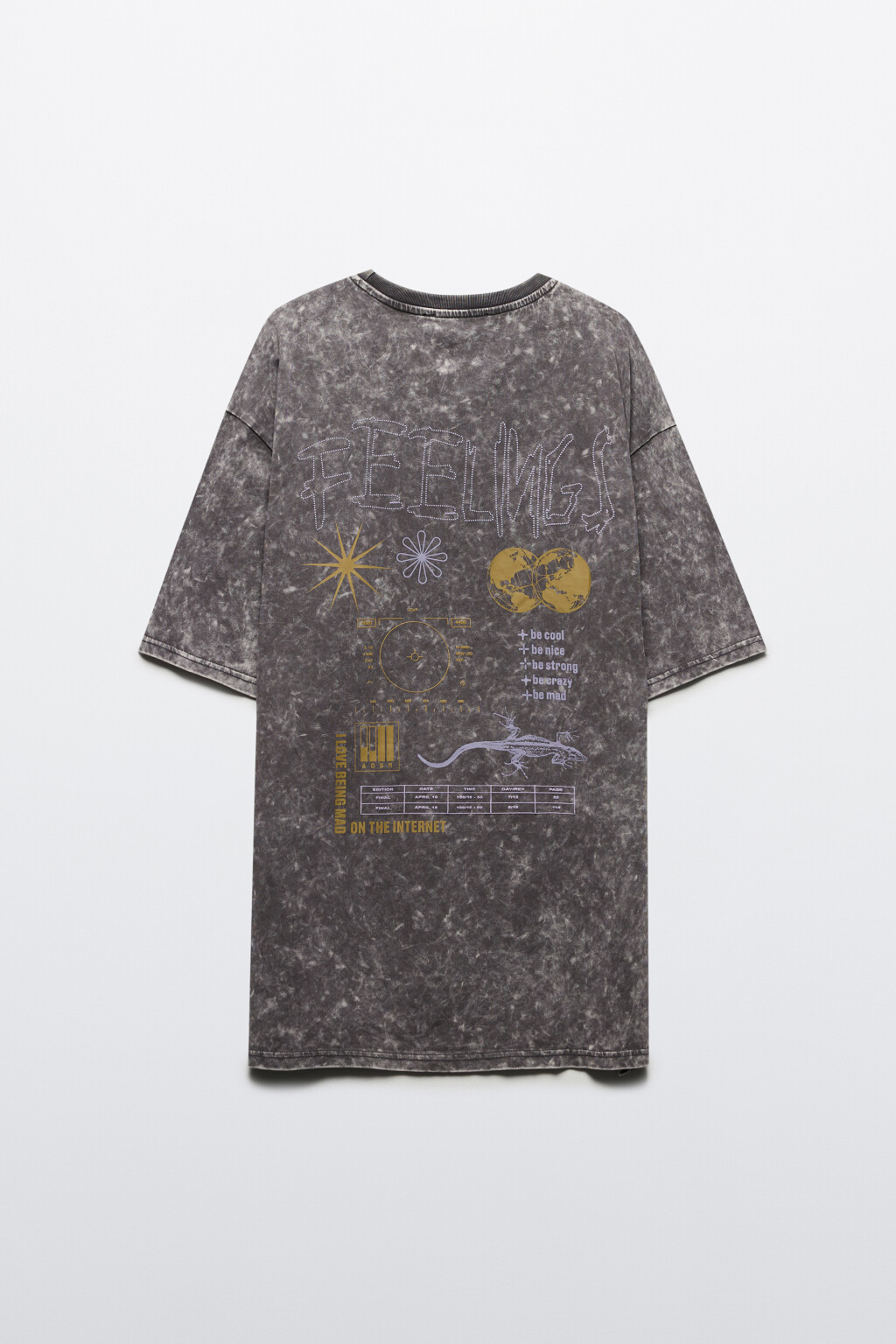 Футболка хлопковая с вареным эффектом и принтом - цвет серый - 11