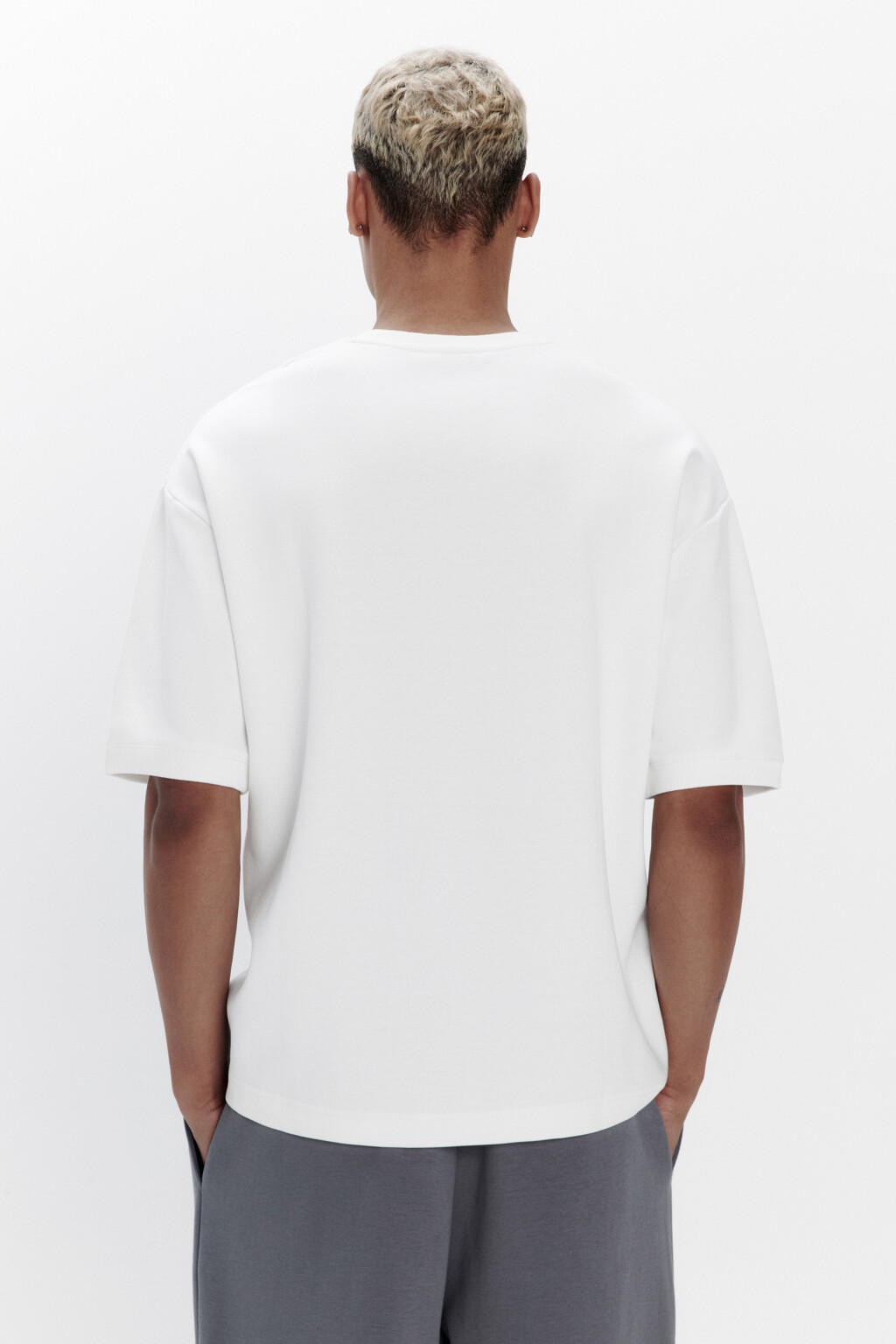 Футболка oversize из хлопкового футера - цвет бежевый - 3