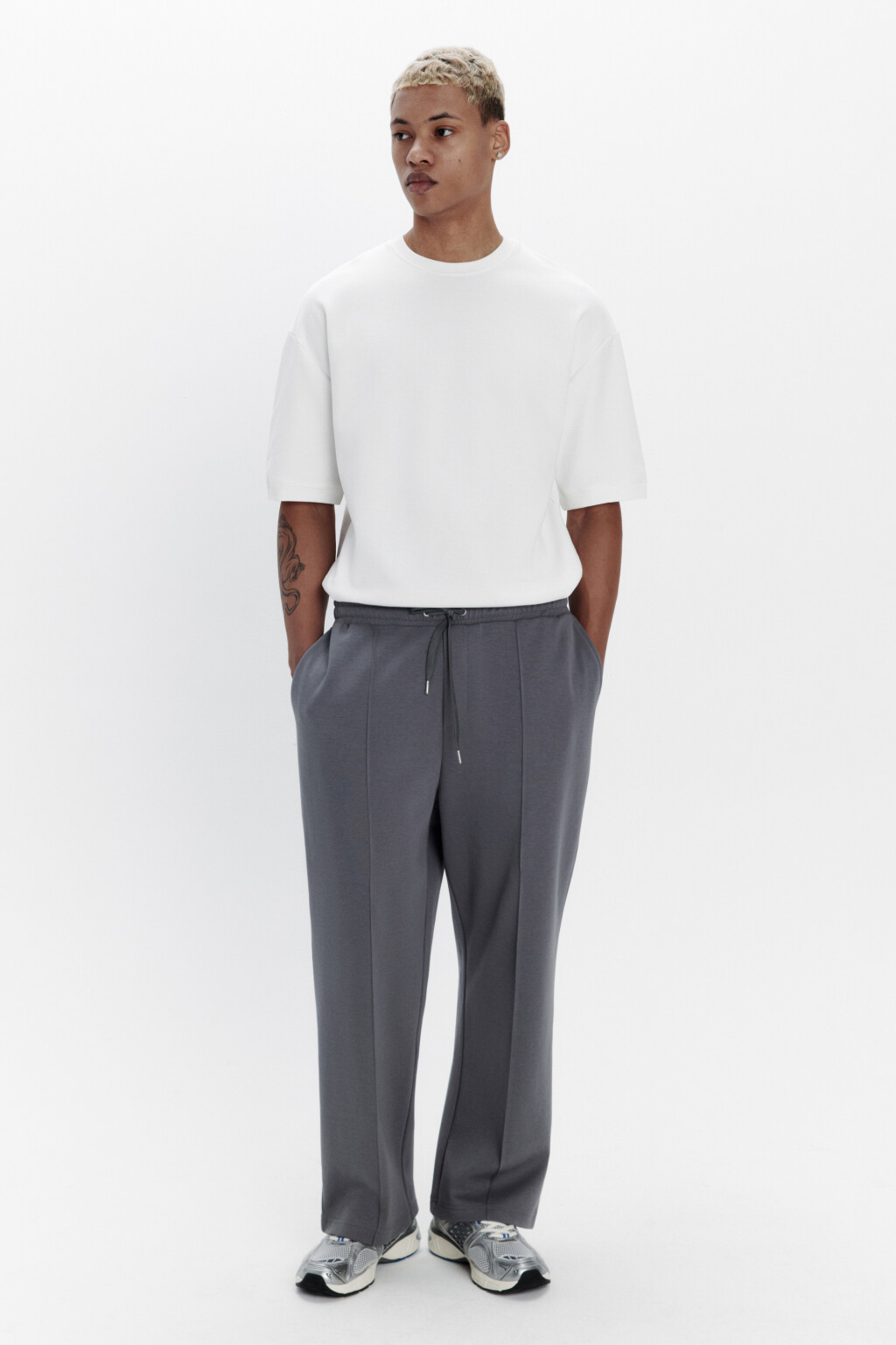 Футболка oversize из хлопкового футера - цвет бежевый - 4