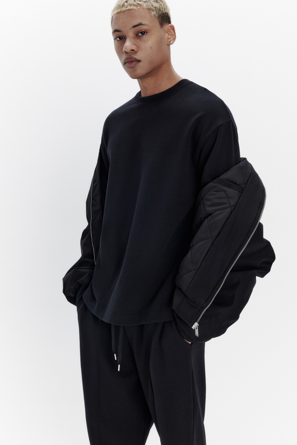 Футболка oversize из хлопкового футера - цвет черный - 1