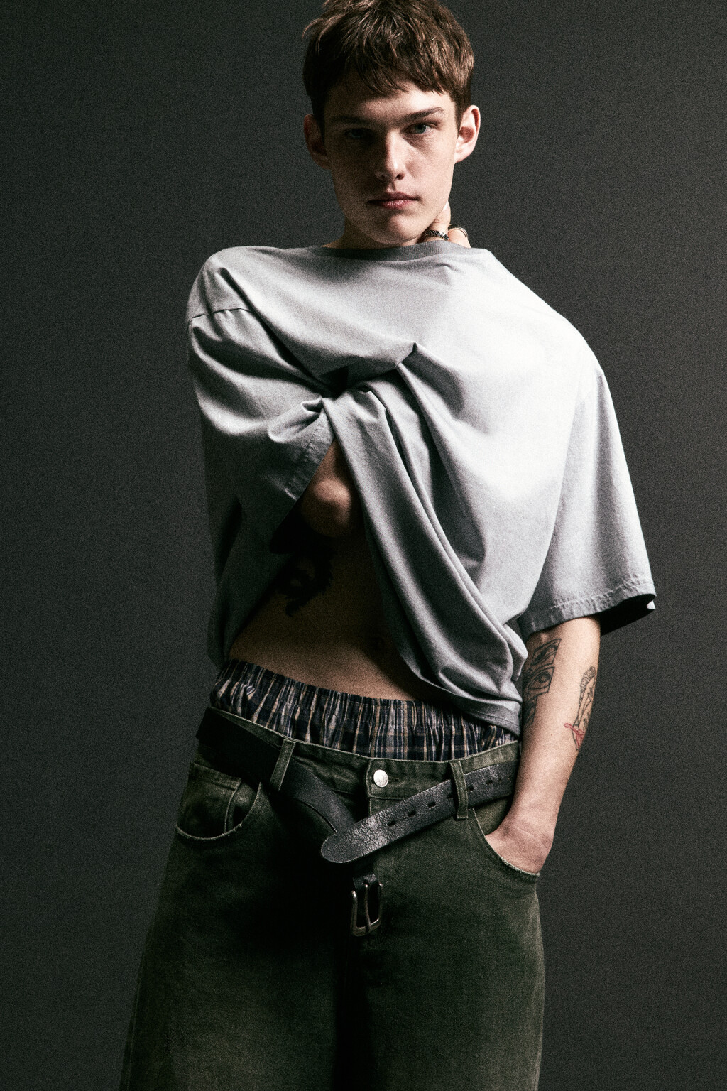 Футболка хлопковая с вареным эффектом - цвет зеленый - 1