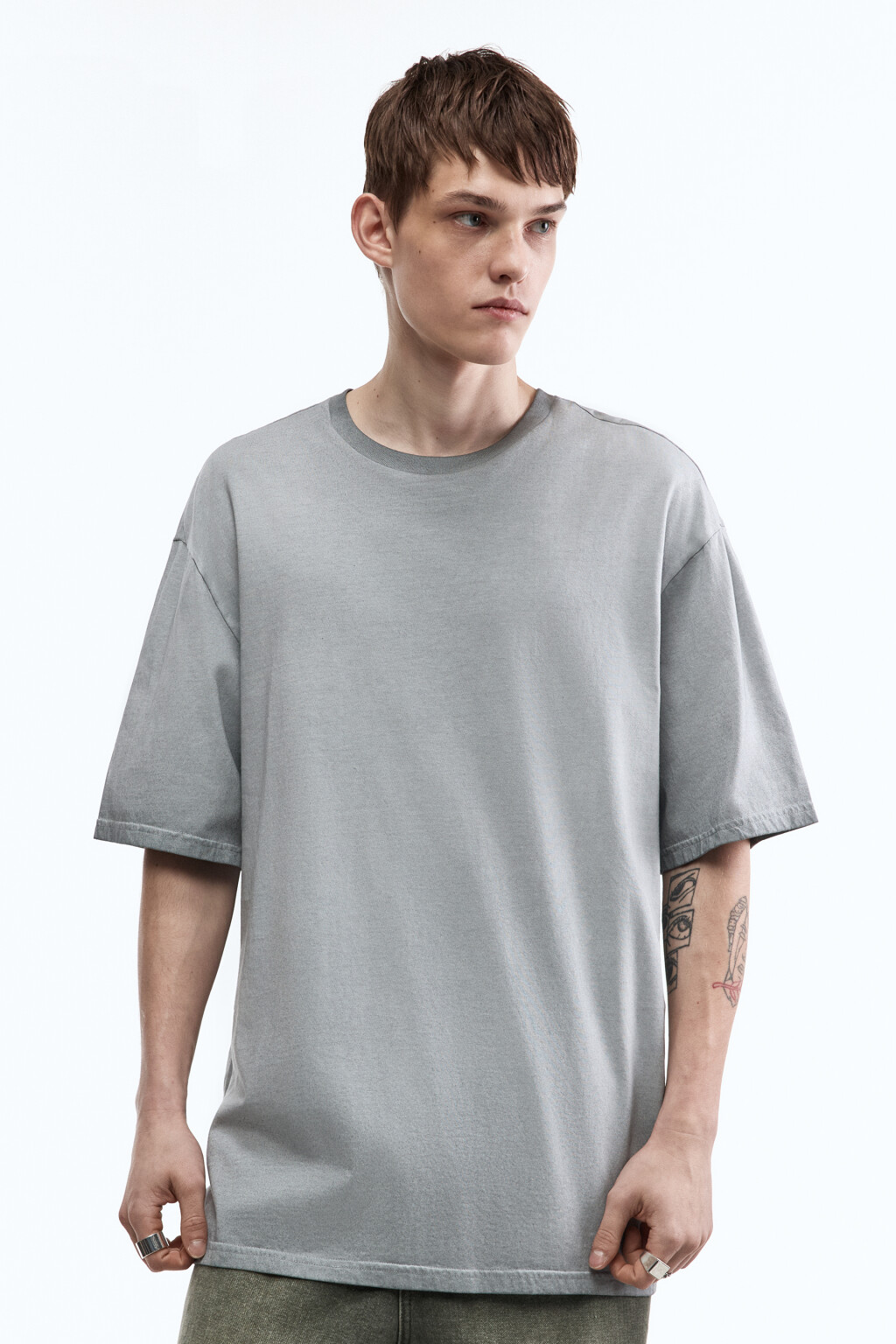 Футболка хлопковая с вареным эффектом - цвет зеленый - 2