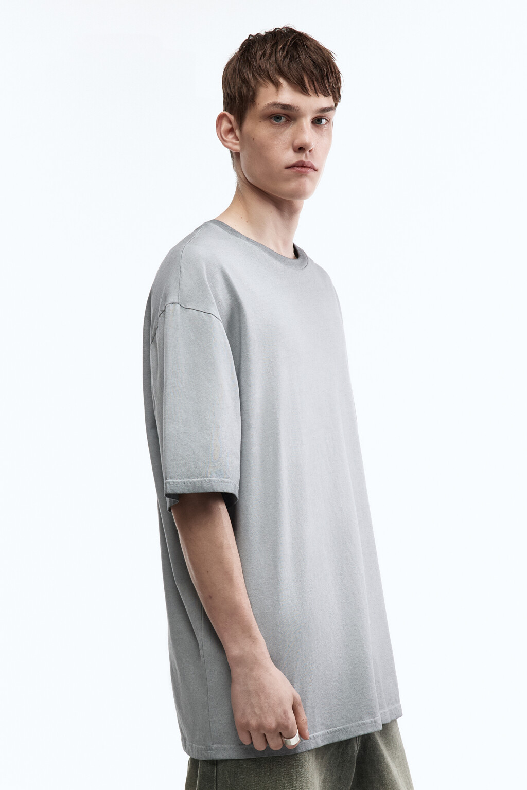 Футболка хлопковая с вареным эффектом - цвет зеленый - 3