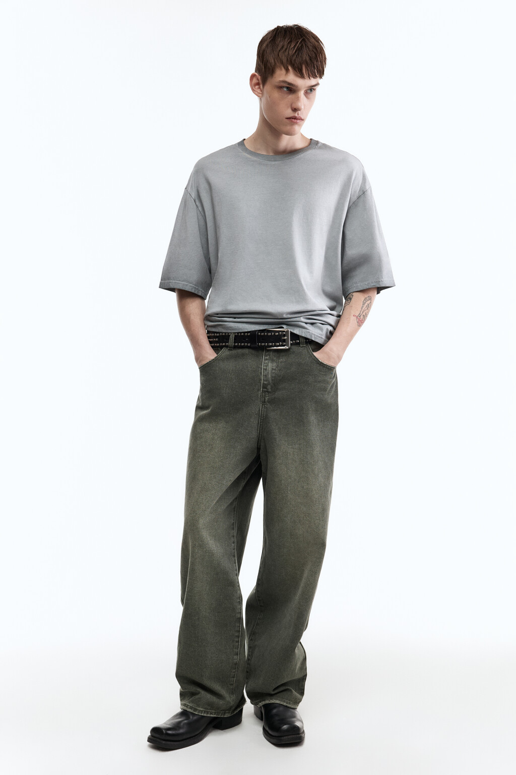 Футболка хлопковая с вареным эффектом - цвет зеленый - 5