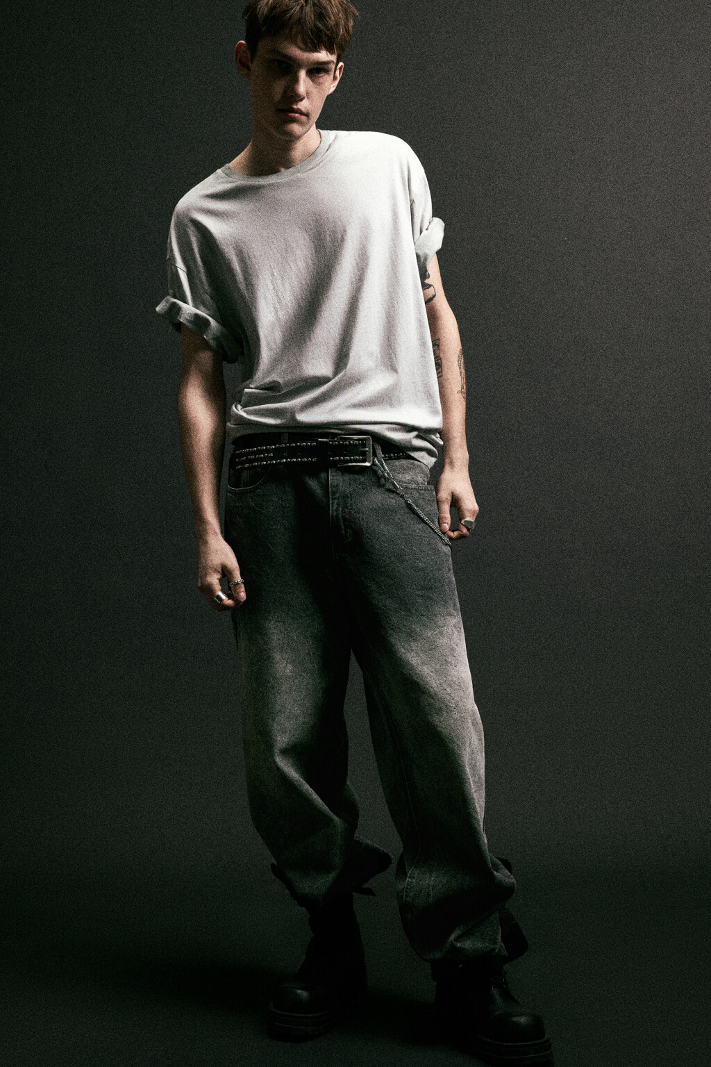 Футболка хлопковая с вареным эффектом - цвет серый - 1