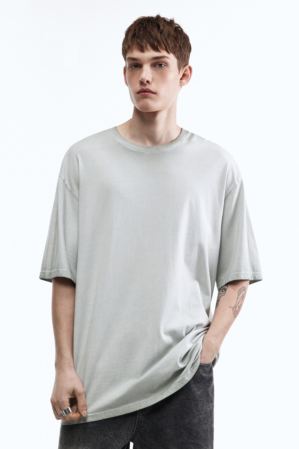 Футболка хлопковая с вареным эффектом - цвет серый - 3