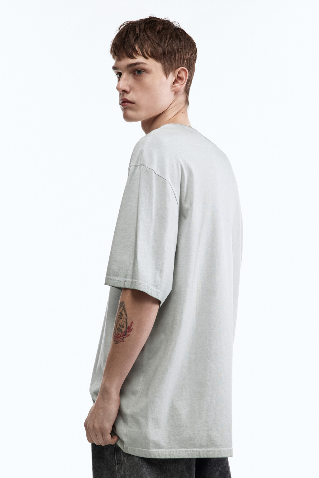 Футболка хлопковая с вареным эффектом - цвет серый - 5