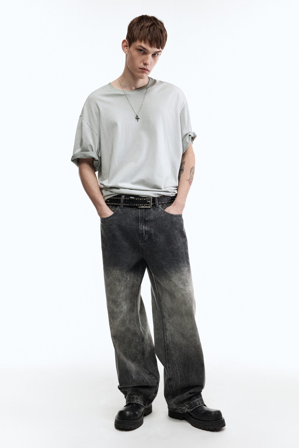 Футболка хлопковая с вареным эффектом - цвет серый - 6