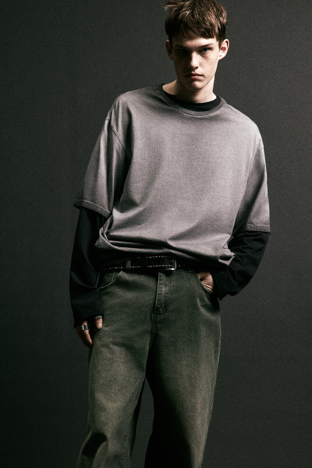 Футболка хлопковая с вареным эффектом - цвет черный - 1