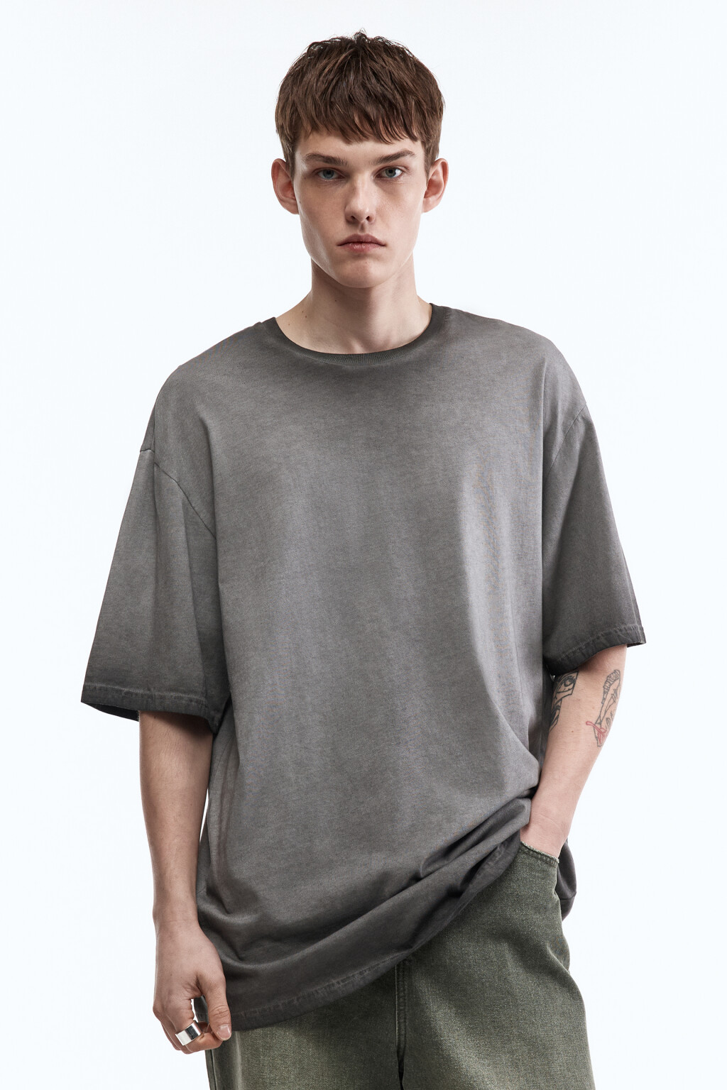 Футболка хлопковая с вареным эффектом - цвет черный - 3