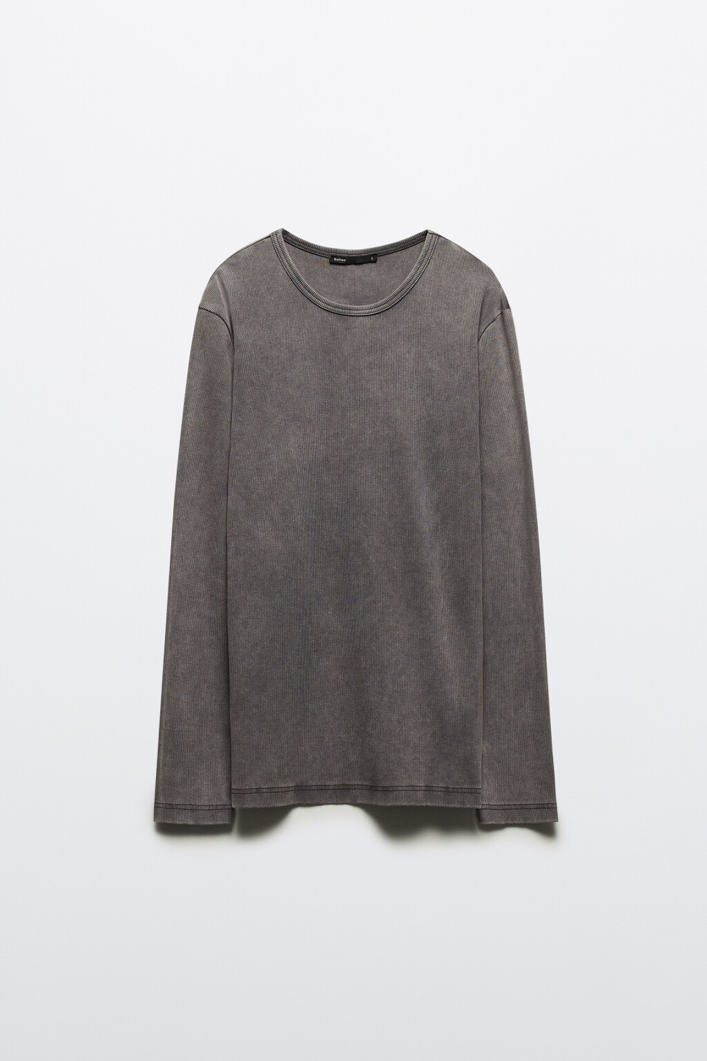 Лонгслив хлопковый облегающий в рубчик - цвет серый - 9