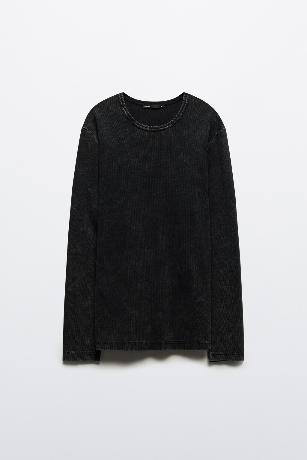 Лонгслив хлопковый облегающий в рубчик - цвет черный - 9