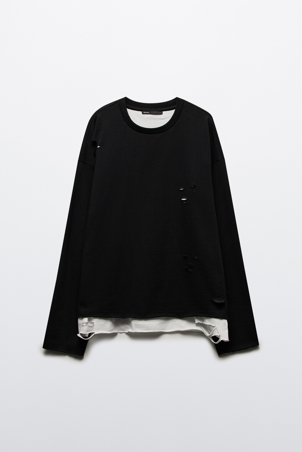Лонгслив oversize рваный двуслойный - цвет черный - 9