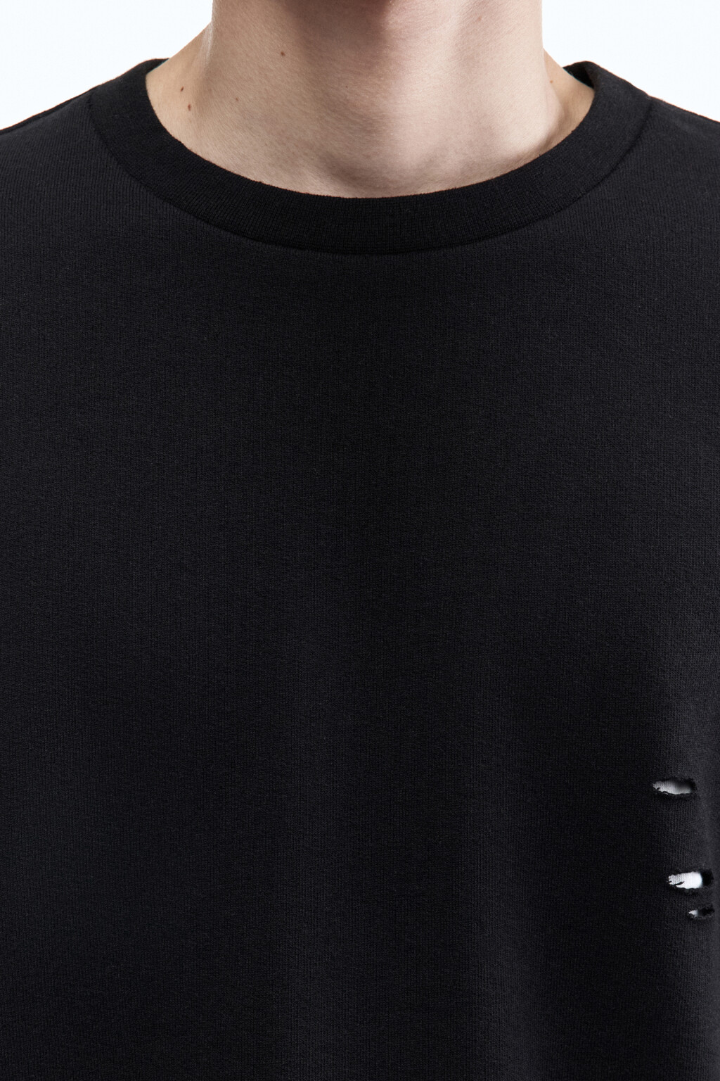 Лонгслив oversize рваный двуслойный - цвет черный - 7