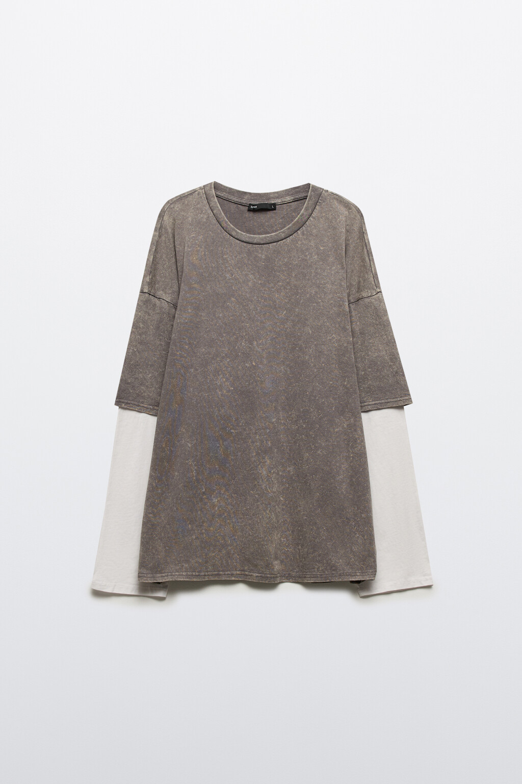 Лонгслив с двойными рукавами и вареным эффектом - цвет серый - 8