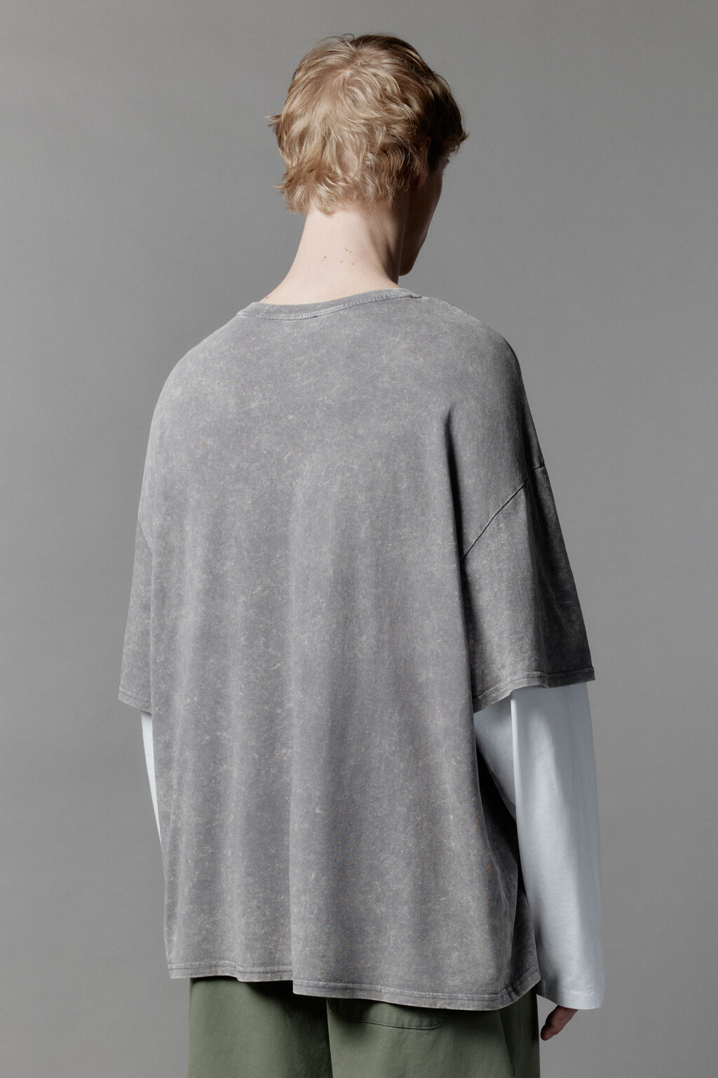 Лонгслив с двойными рукавами и вареным эффектом - цвет серый - 3