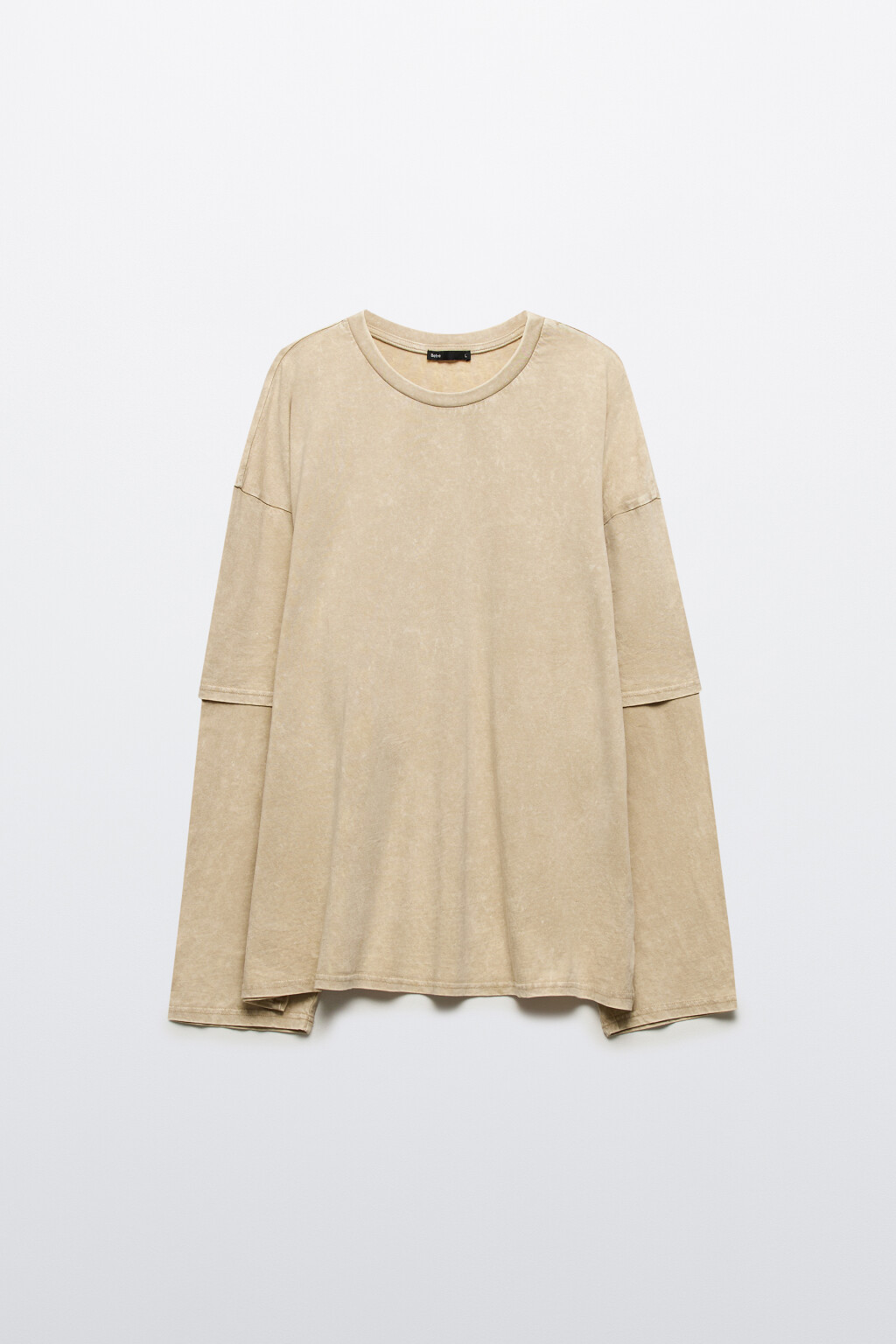 Лонгслив с двойными рукавами и вареным эффектом - цвет бежевый - 8