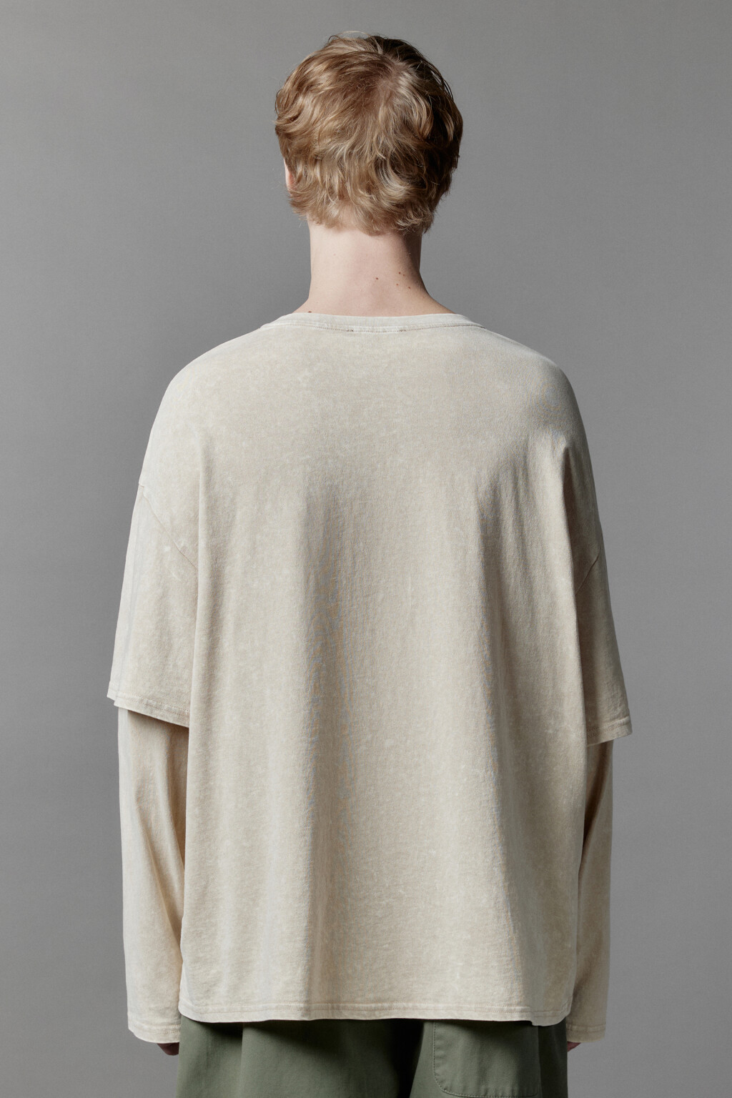 Лонгслив с двойными рукавами и вареным эффектом - цвет бежевый - 4