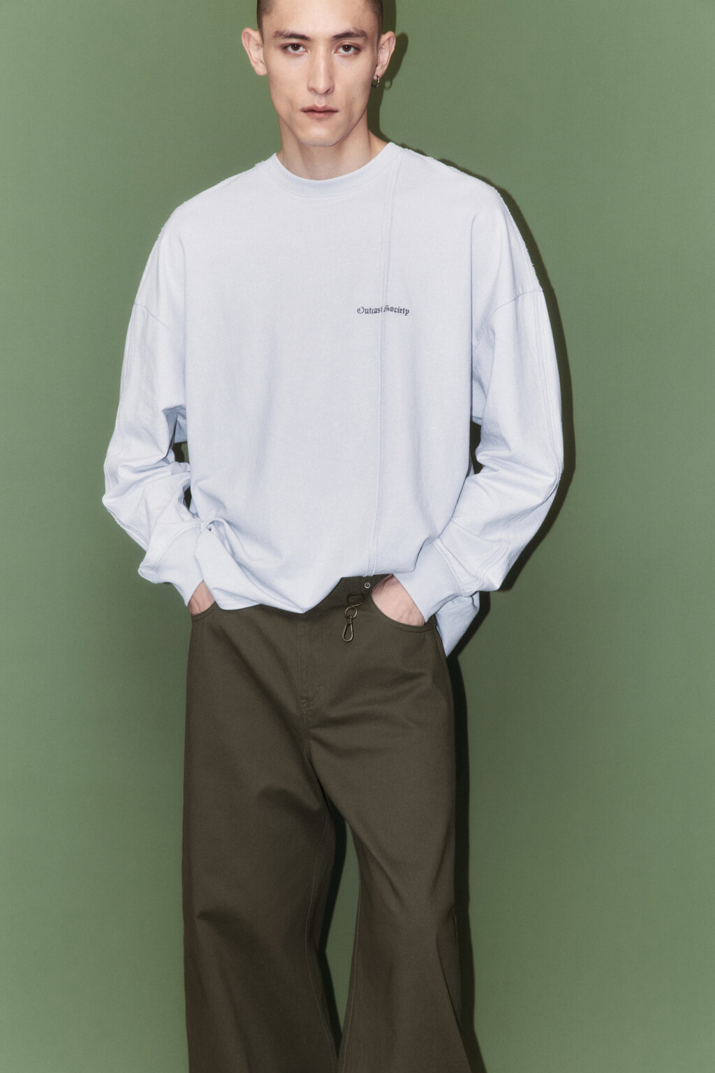 Лонгслив с вареным эффектом и надписью - цвет белый - 3