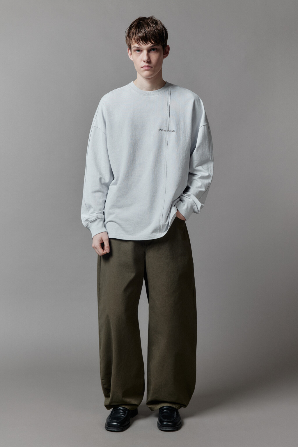 Лонгслив с вареным эффектом и надписью - цвет белый - 7