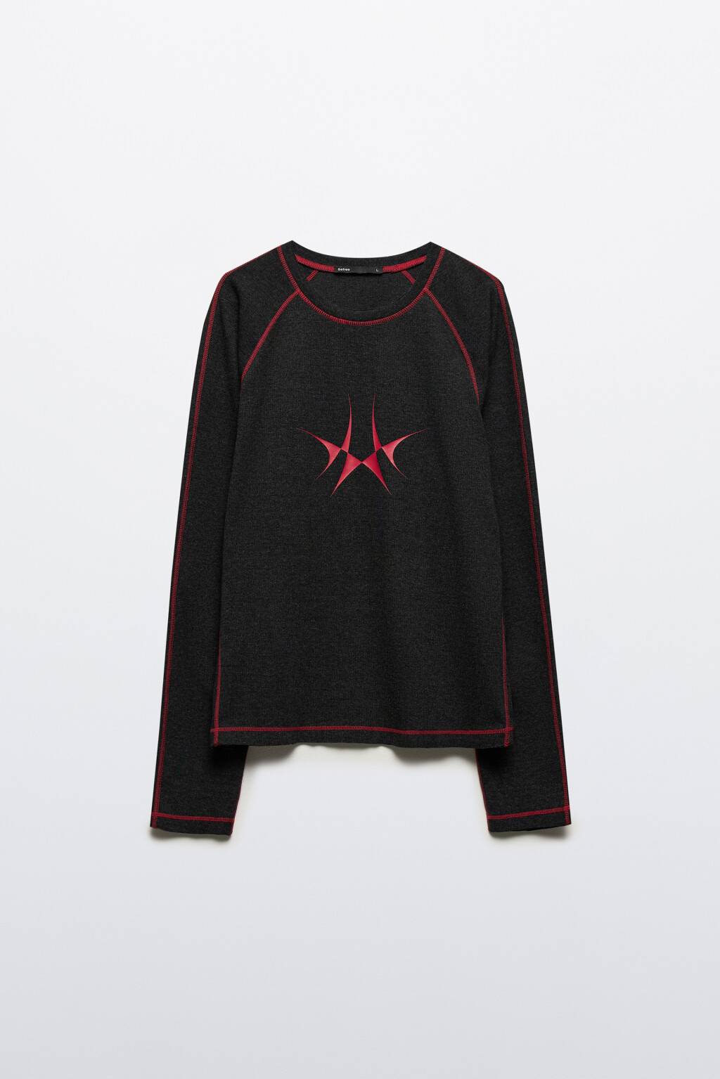 Лонгслив в рубчик облегающий с принтом - цвет черный - 9