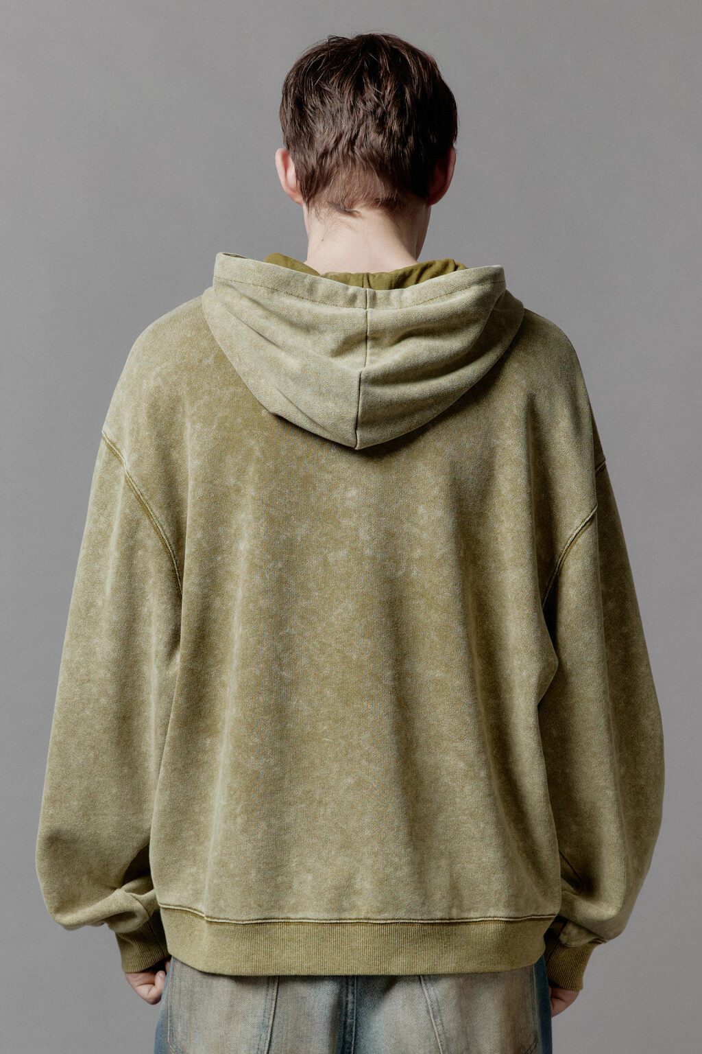 Худи oversize с капюшоном и вареным эффектом - цвет зеленый - 6