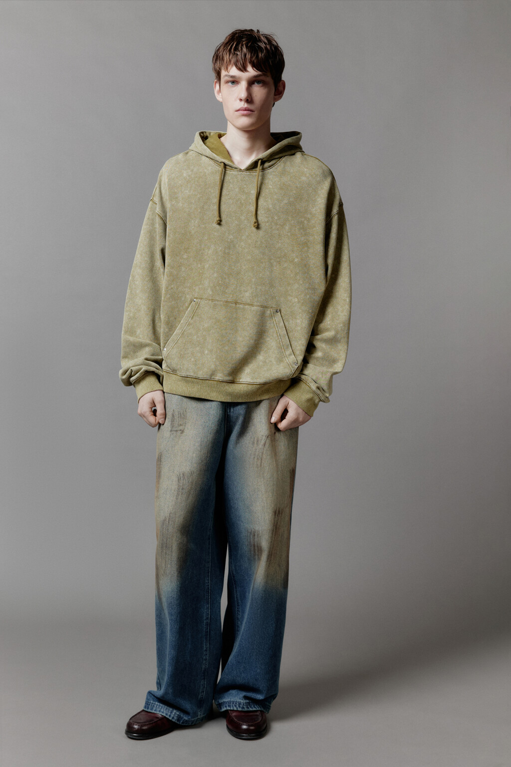 Худи oversize с капюшоном и вареным эффектом - цвет зеленый - 7
