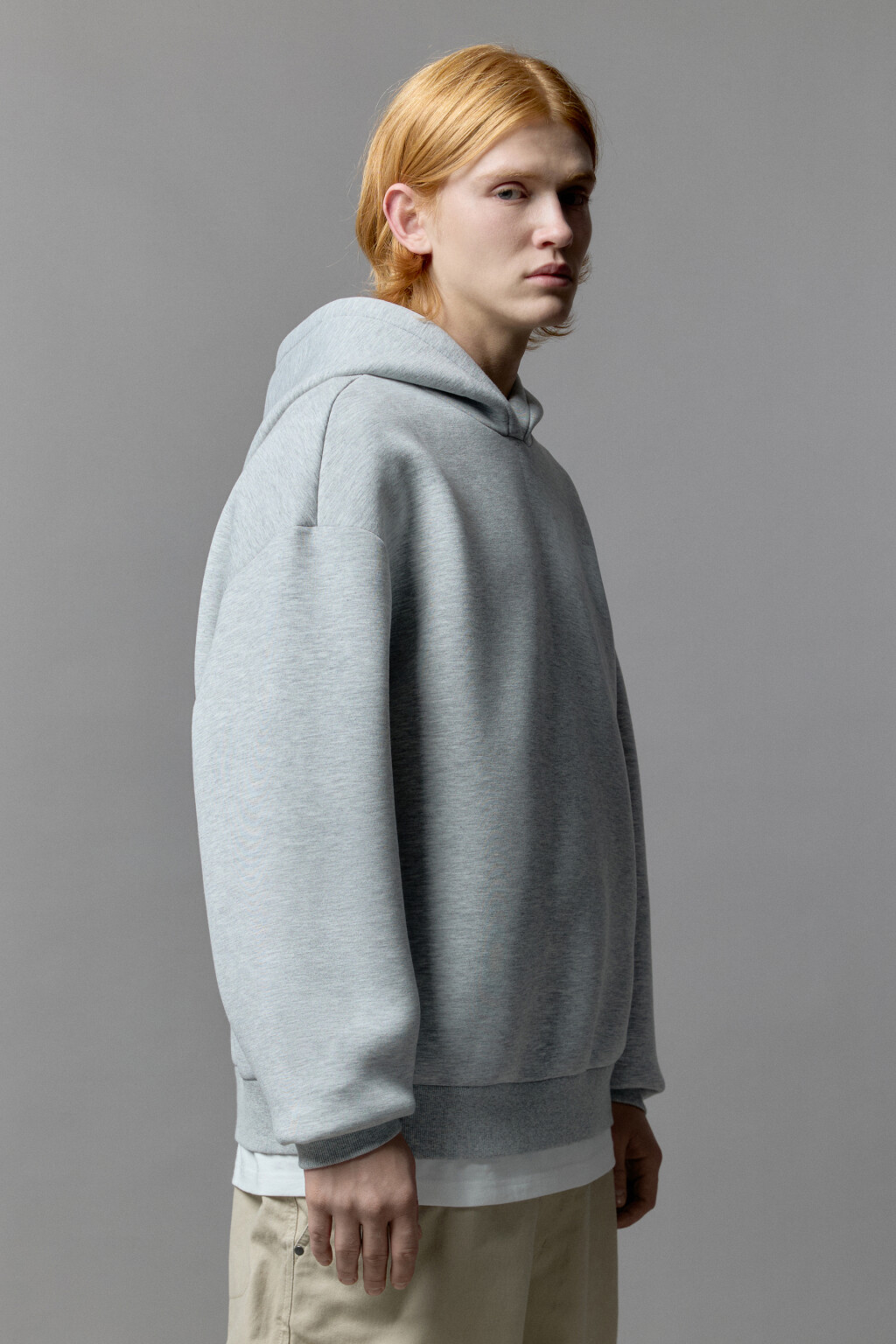 Худи с капюшоном и имитацией футболки - цвет серый - 3