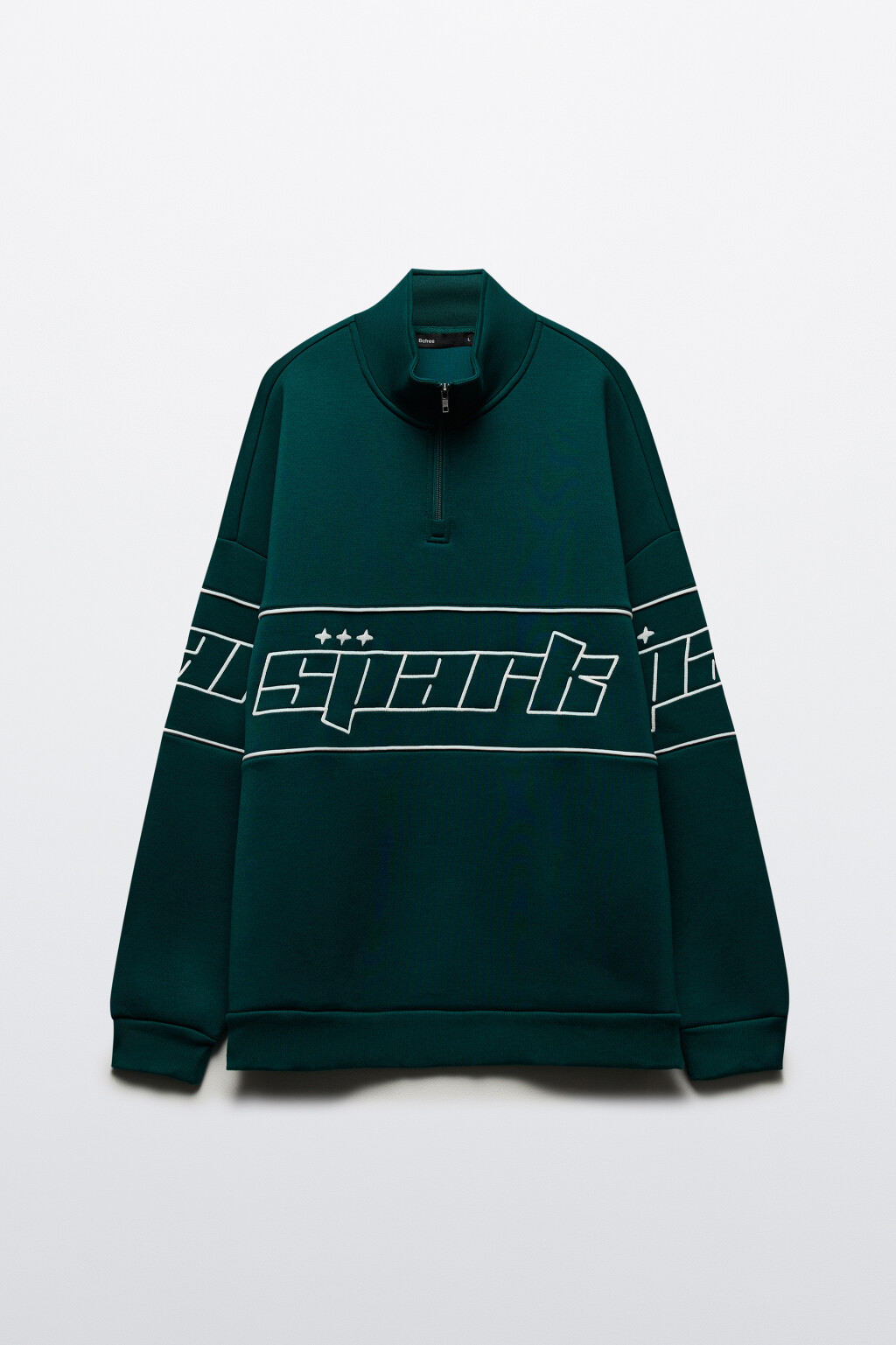 Толстовка half zip с вышитой надписью - цвет зеленый - 11