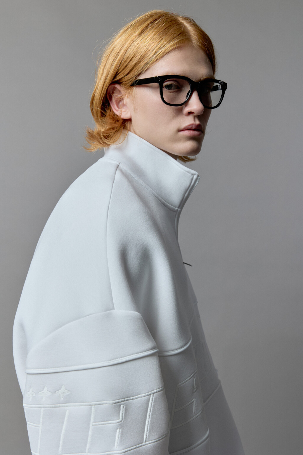 Толстовка half zip с вышитой надписью - цвет белый - 2