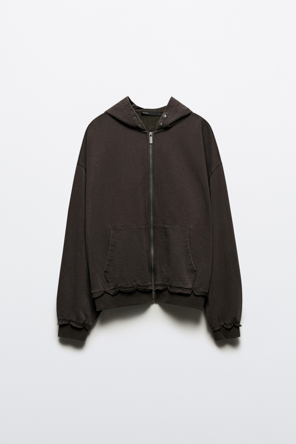 Худи-зипка из футера с вареным эффектом - цвет серый - 9