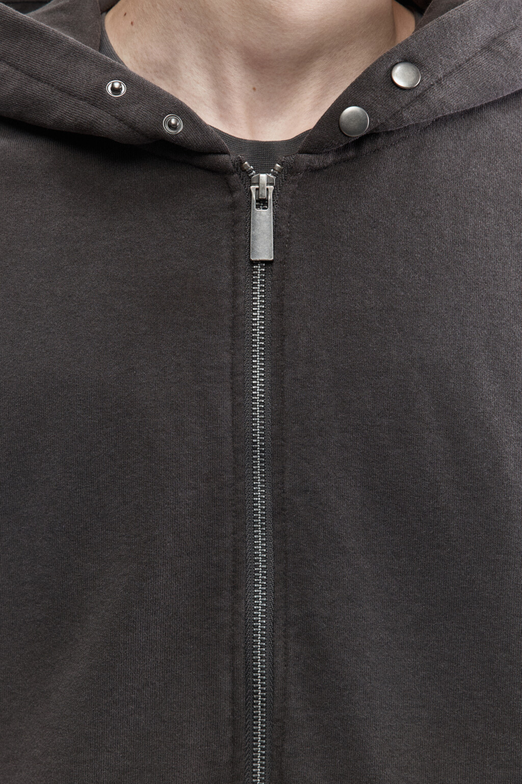 Худи-зипка из футера с вареным эффектом - цвет серый - 6