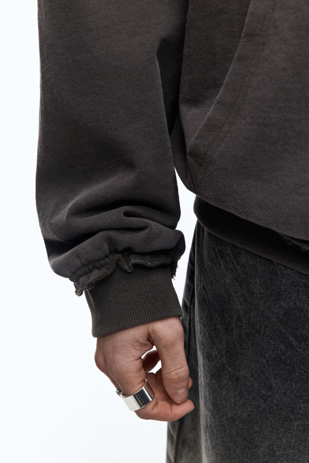 Худи-зипка из футера с вареным эффектом - цвет серый - 7