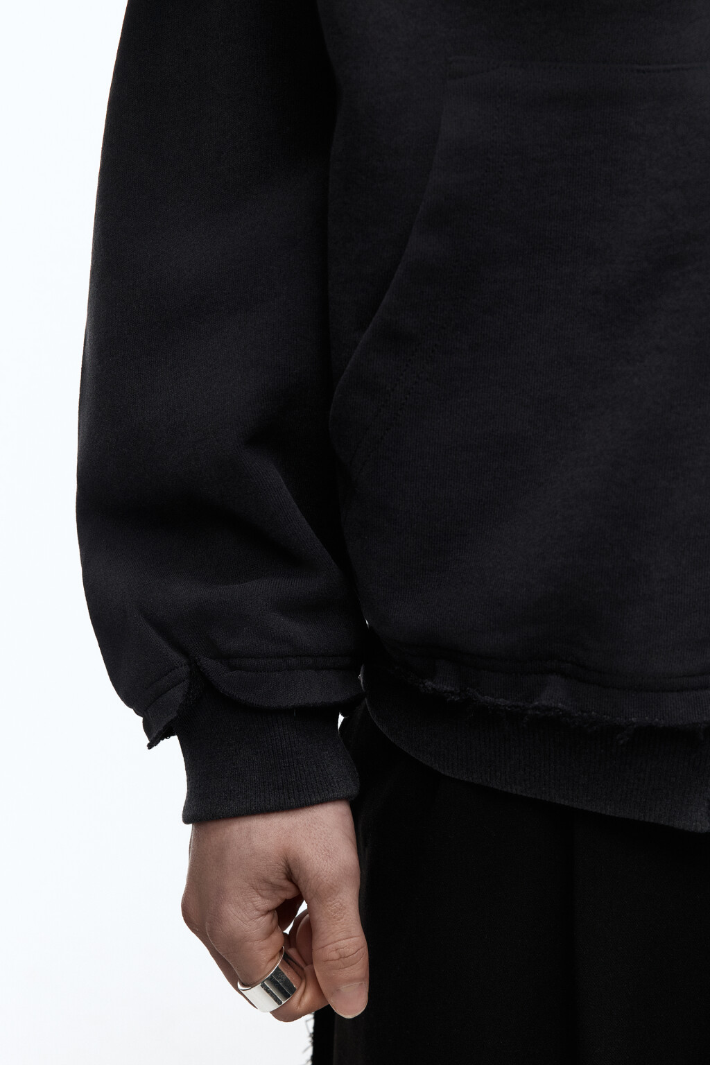 Худи-зипка из футера с вареным эффектом - цвет черный - 8