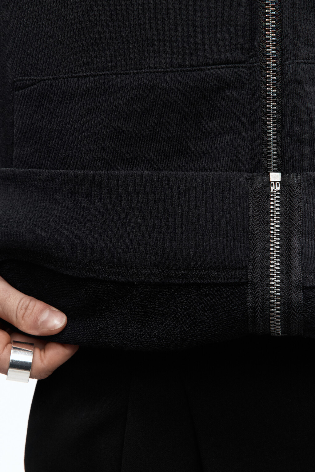 Худи-зипка из футера с вареным эффектом - цвет черный - 9