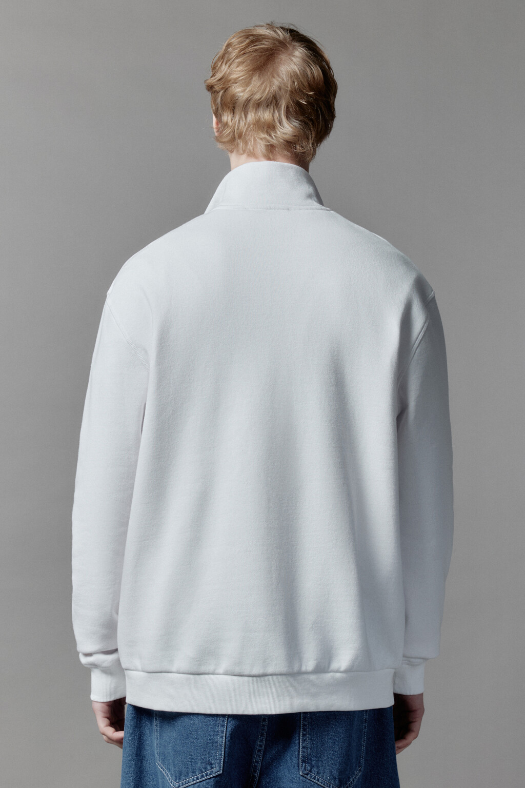 Толстовка half zip утепленная с воротником-стойкой - цвет белый - 4