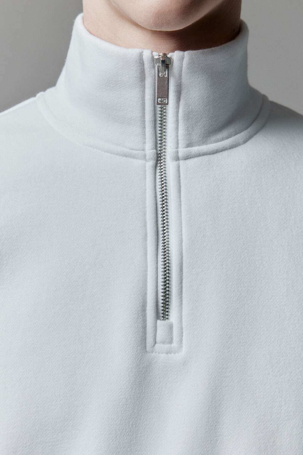 Толстовка half zip утепленная с воротником-стойкой - цвет белый - 6