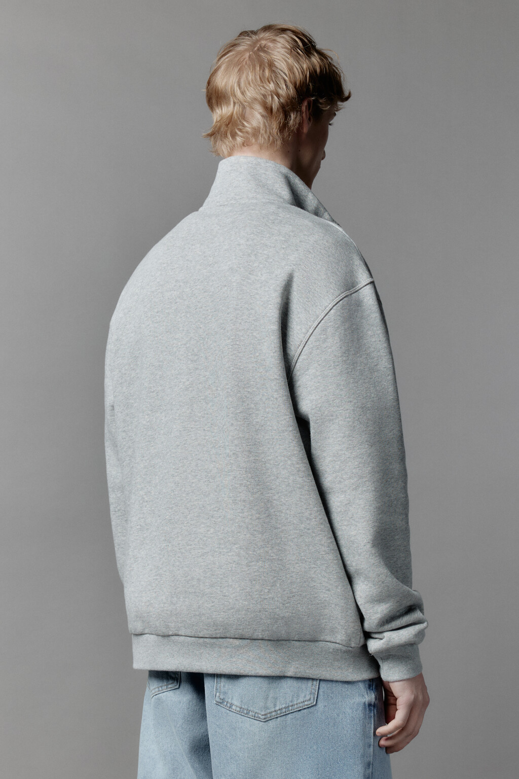 Толстовка half zip утепленная с воротником-стойкой - цвет серый - 4