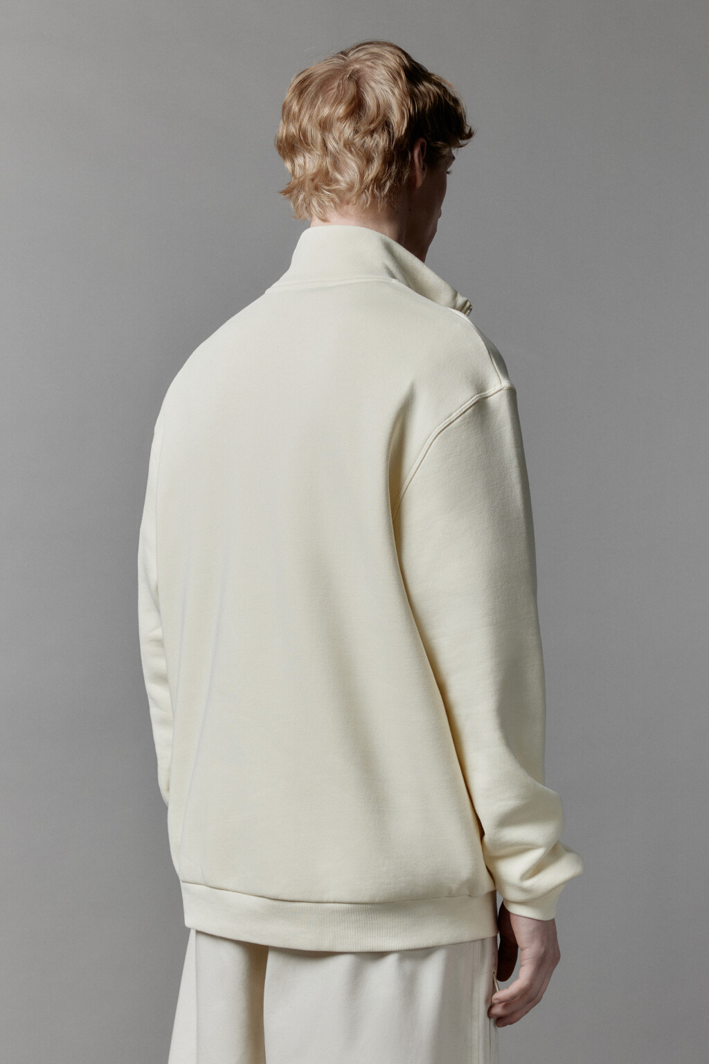 Толстовка half zip утепленная с воротником-стойкой - цвет бежевый - 4