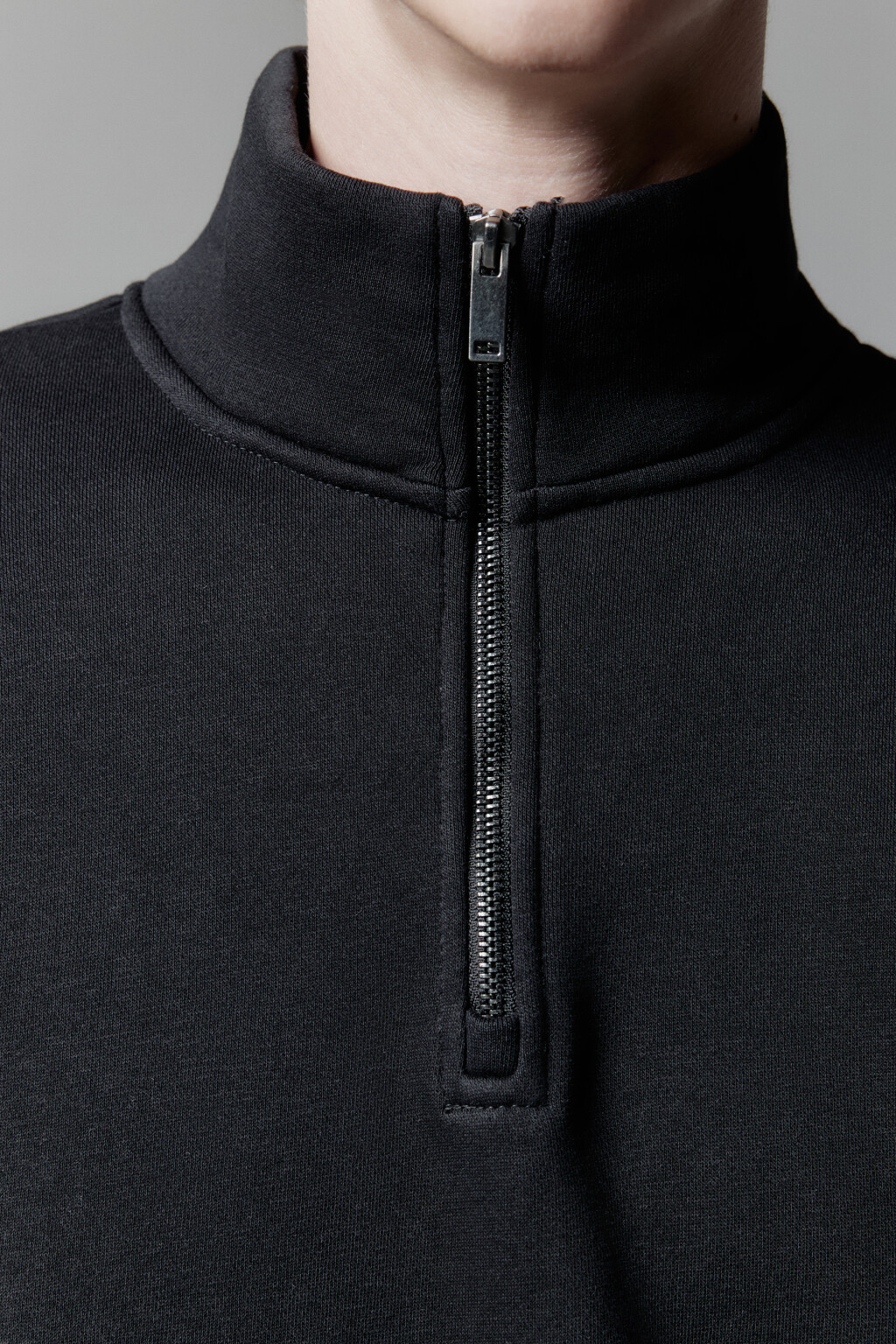 Толстовка half zip утепленная с воротником-стойкой - цвет черный - 6