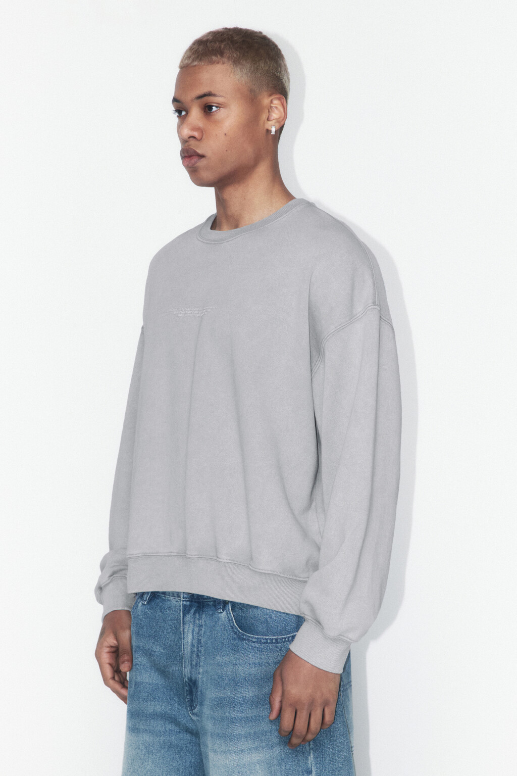 Свитшот из футера с принтом-надписью - цвет серый - 3